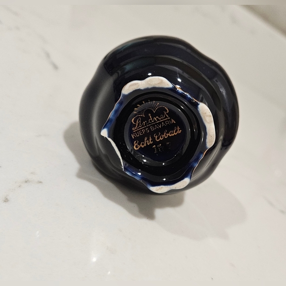 Vintage Lindner Kueps Bavaria Echt Cobalt Blue & Gold Vase German Numbered Piece - Picture 3 of 6